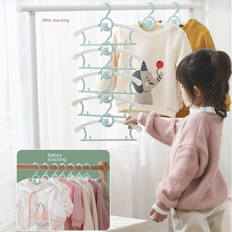 5/1Pcs Kids Clothes Hangers Portable Multifunction Hook Design Outdoor  Clothe Drying Rack for Children Plastic Hangers Organizer