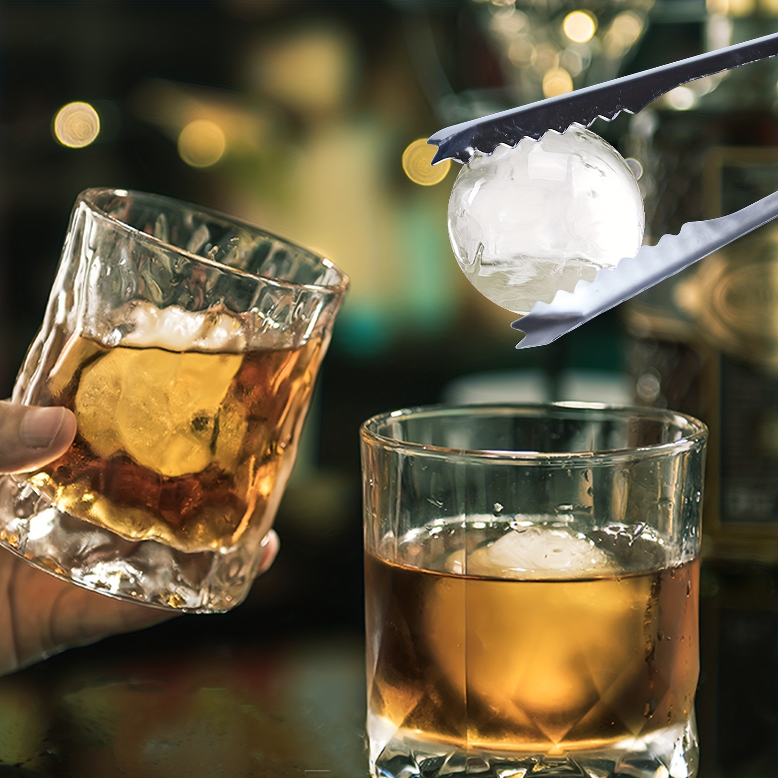 Ice Molds, Ice Cube Tray for Freezer, for Cocktails Whiskey Bourbon With  Tong 