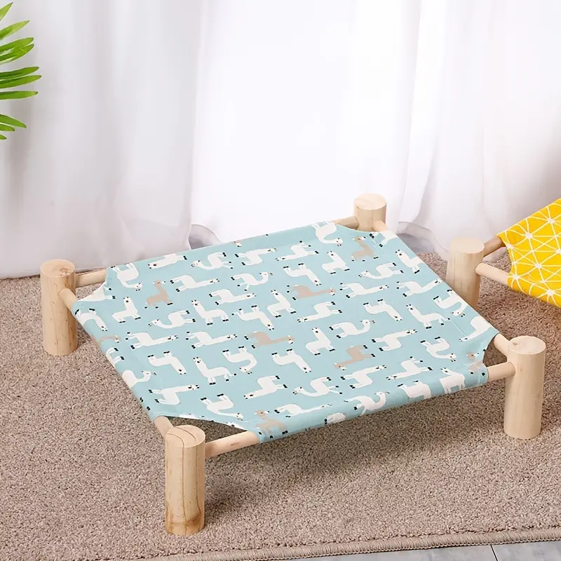 wooden elevated portable cooling bed for pet cat hammock bed with stand detachable dog bed raised cat and dog hammock bed details 3