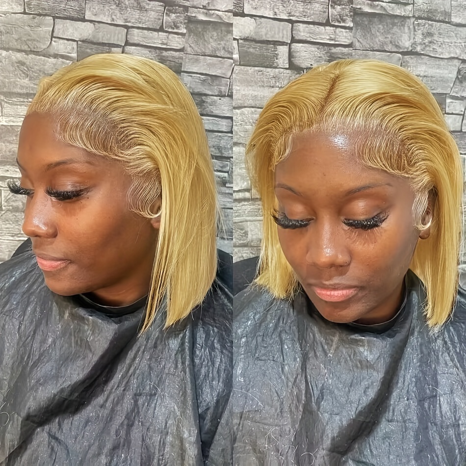 blonde straight bob 13x4 lace front wig short bob human hair Temu United Kingdom