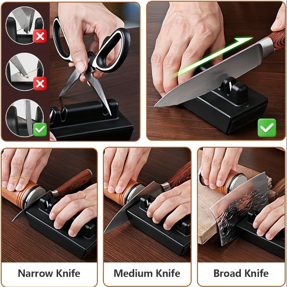 Rolling Knife Sharpener - Knife Sharpening Tool with Industry Diamonds for  Steel of Any Hardness, Kitchen Knives & Scissors, 15 & 20 Degrees