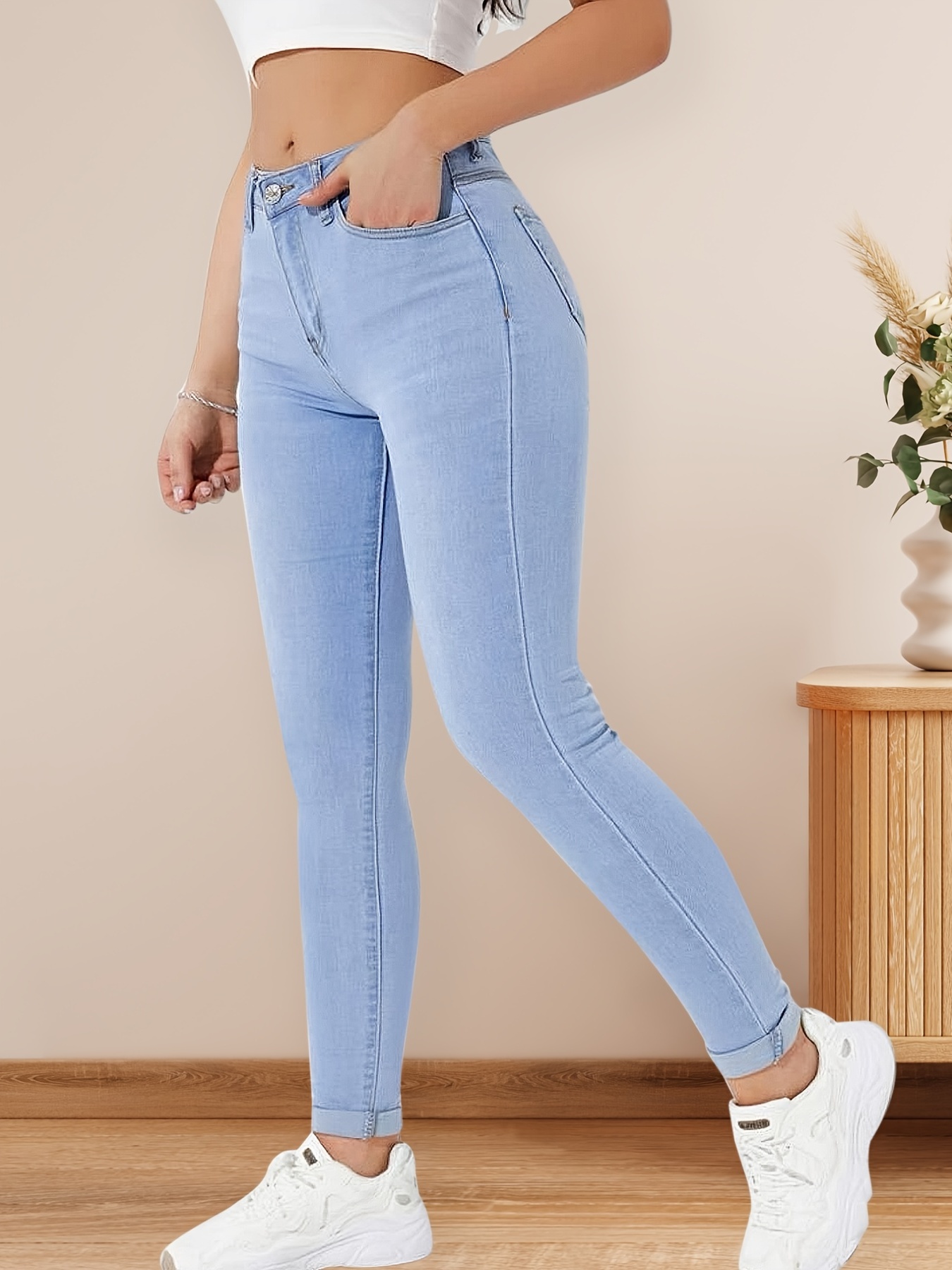 DeFacto Super Skinny High Waisted Jeans for Women – Denim Skinny Jeans for  Women for Casual Wearing(MID Blue,34) at  Women's Jeans store