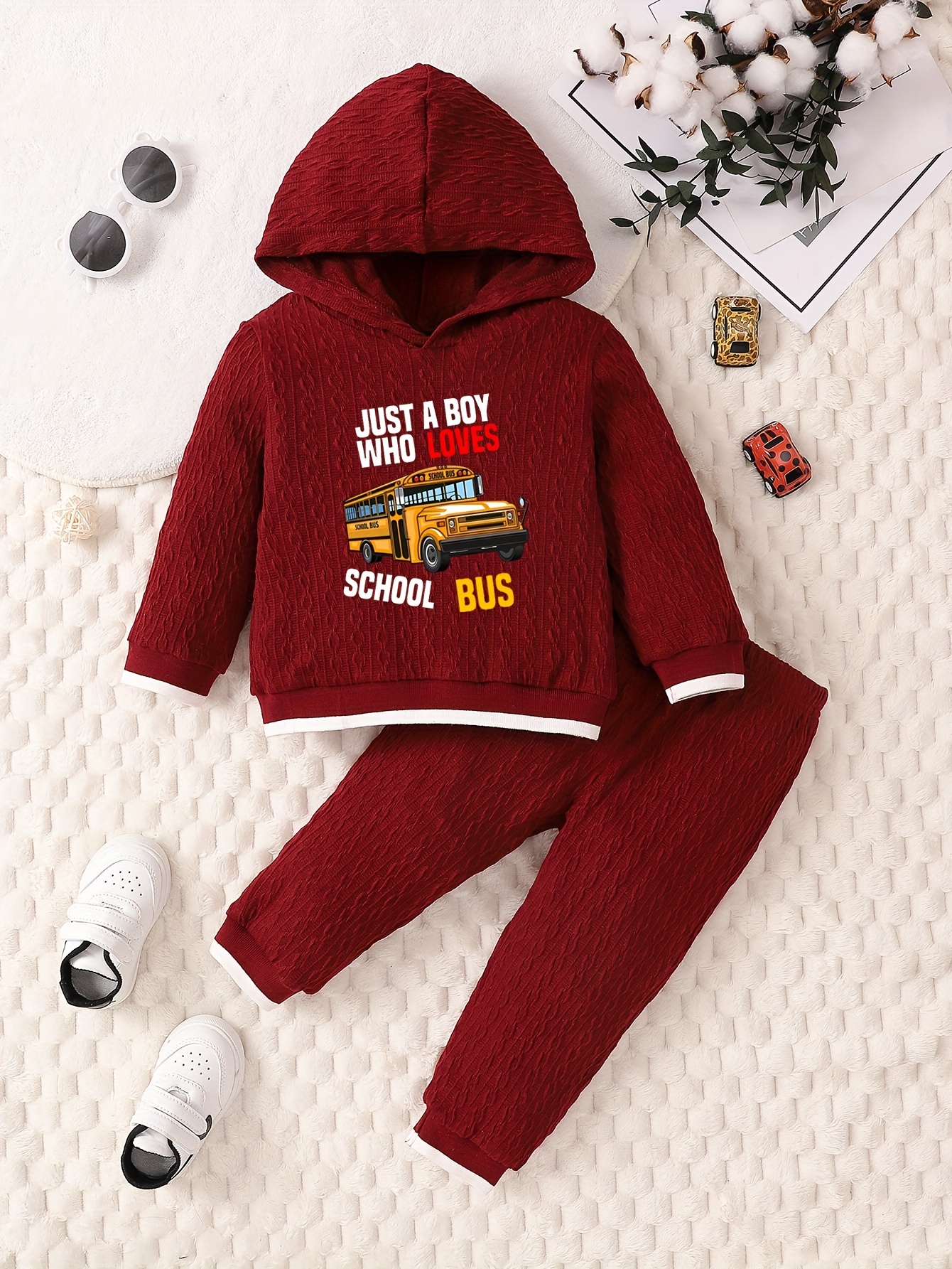 Kid Boy Letter Print Zipper Design Red Sweatshirt And Elasticized Pants  Set, Kids Clothes For Spring Fall - Temu