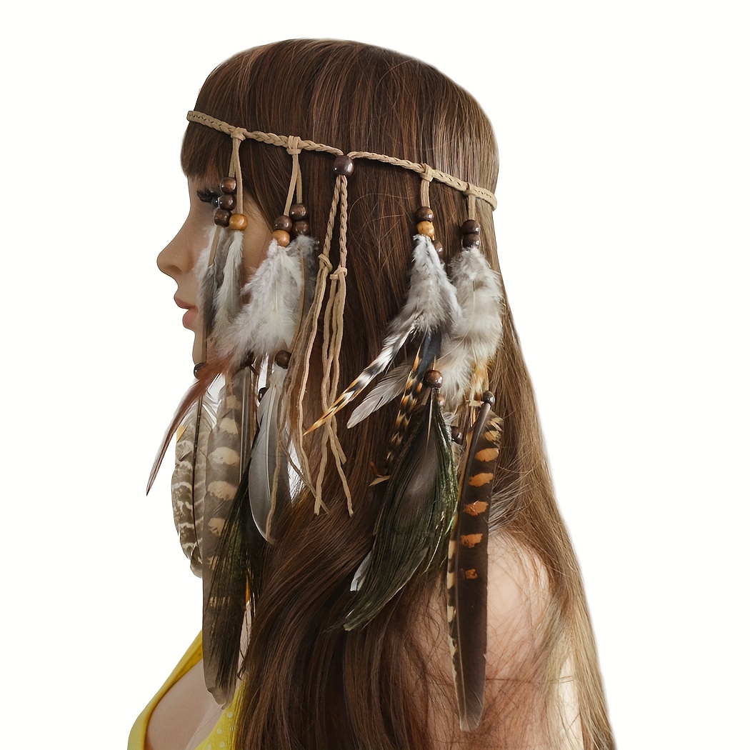 Boho Style Hand Woven Head Rope Peacock Feather Design