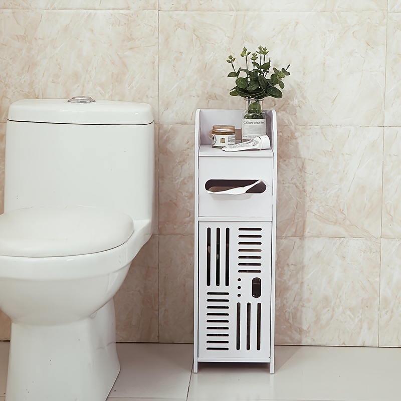 Armario de almacenamiento de baño pequeño para espacios  pequeños, armario de almacenamiento sobre el inodoro para baño delgado,  piso esquinero, gabinete de almacenamiento de baño estrecho independiente,  4 niveles : Hogar