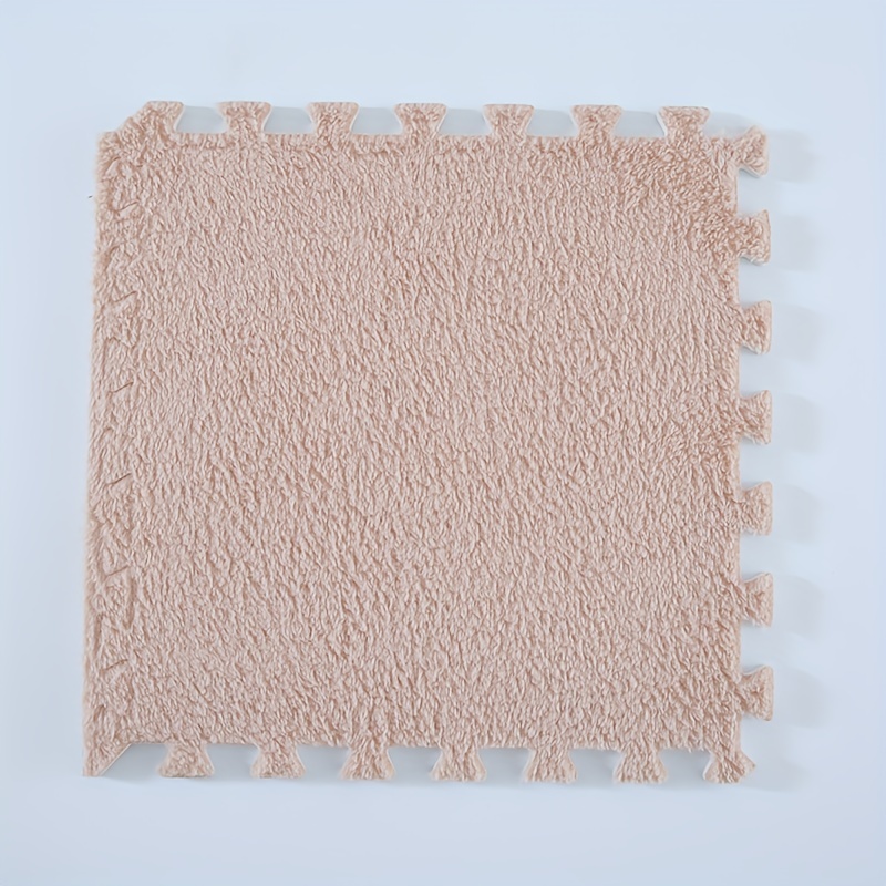 Shatex 11.8 in. x 11.8 in. x 0.4 in. White Fluffy Plush Interlocking Foam Floor Mat Soft Anti-Slip and Anti-fall (16-Pack)