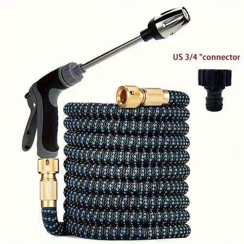 1pc Portable High Pressure Telescopic Car Wash Hose With Long Rod Spray Gun Expandable Magic Hose, Used For Car Cleaning And Watering, Pet Cleaning