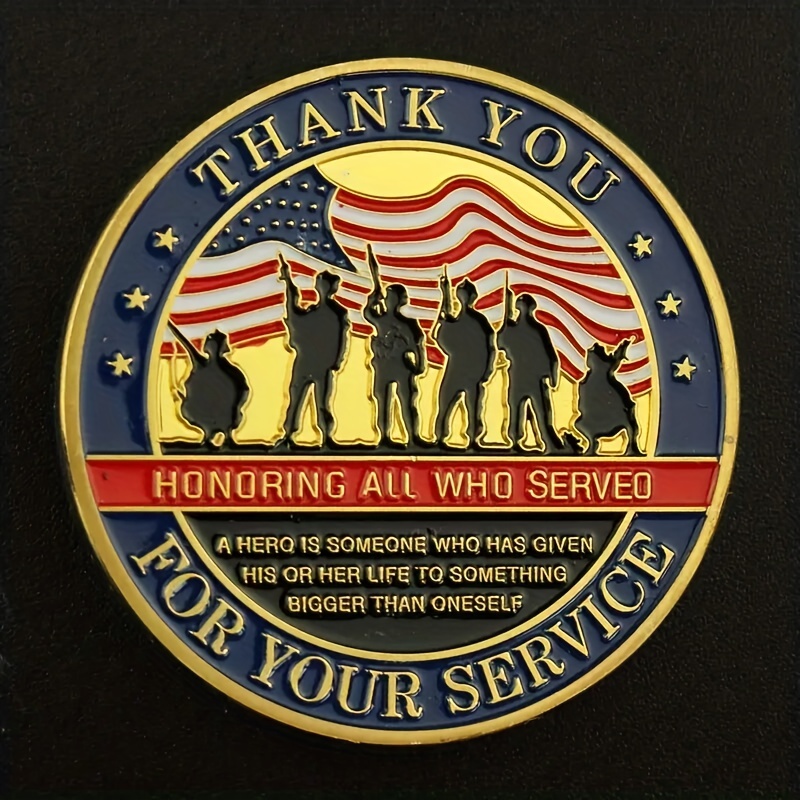 Thank You For Your Service Souvenir Coin, Golden Plated Collectible Gift Honor Commemorative Challenge Coin