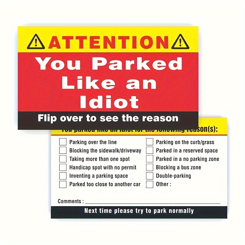 50pcs Funny Business Cards, Bad Parking Cards Multi Reasons Violation  Stocking Stuffers For Adults