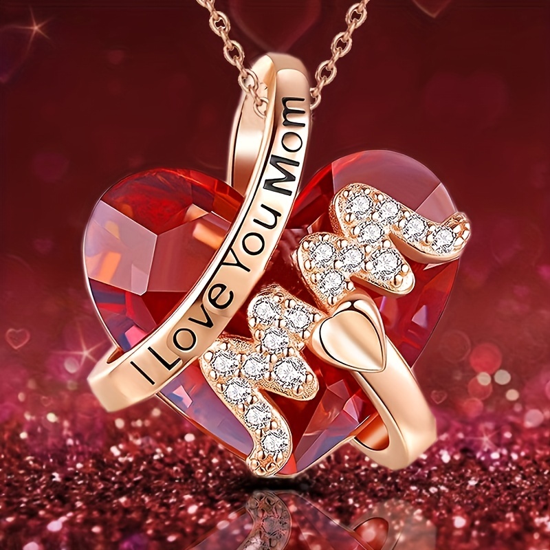 Mode Luxus Herzförmige Kristall Halskette Rubin Anhänger - Temu