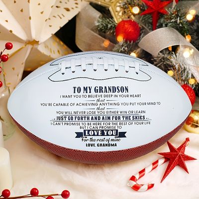 to my grandson print footballs for outdoor training and recreational play with official standard size birthday gift for son super foot bowl goods without pump