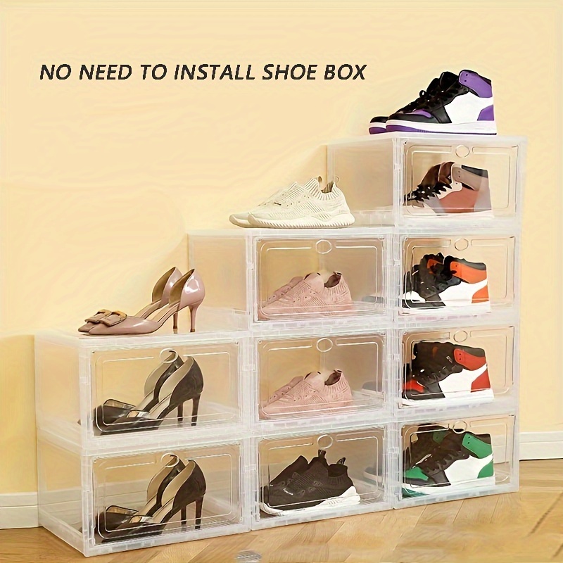 Cajas de almacenamiento de zapatos, cajas transparentes apilables con  puertas, contenedores organizadores para tenis, para hombres y mujeres,  talla 12