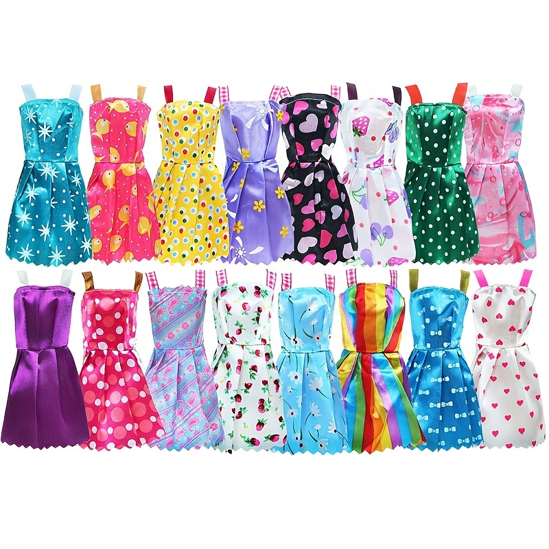 32 Item/Set Doll Accessories=10 Mix Fashion Cute Dress+ 4 Glasses+ 6  Necklaces+2 Handbag+ 10 Shoes Dress Clothes For Barbie Doll 