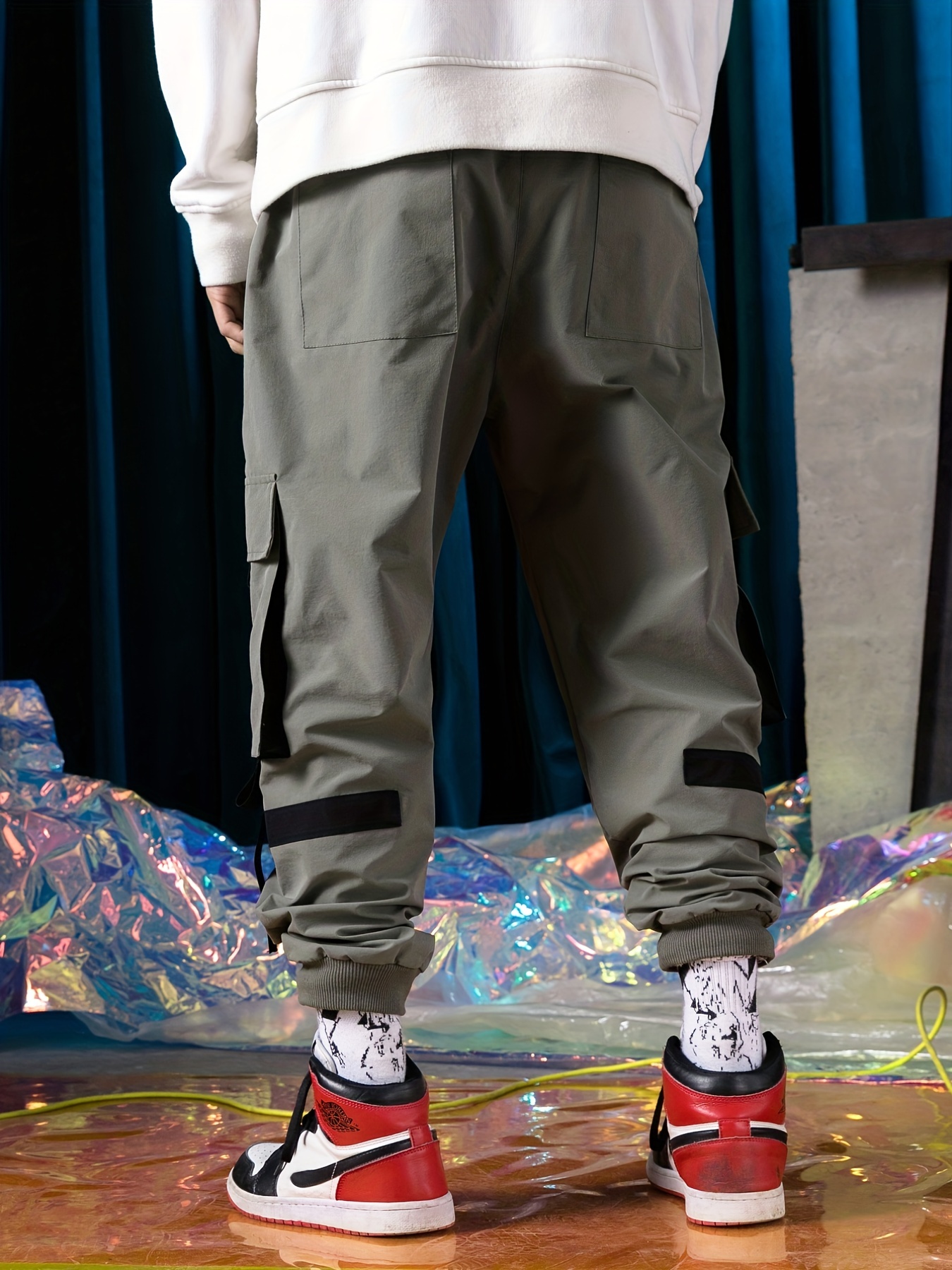 Pantalones Cargo Para Hombre Jogger Con Cordón Chinos Pantalones