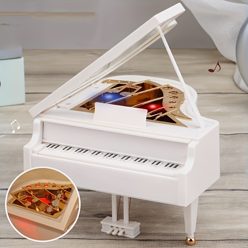 Atyhao Caixa de música de piano simulação, caixa de música de piano clássica  elegante madeira delicada para aniversário de Natal (cor de madeira) :  : Brinquedos e Jogos