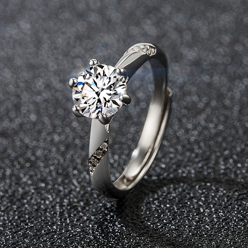 Men's Zirconia Engagement Proposal Ring Adjustable Opening Couple Gift