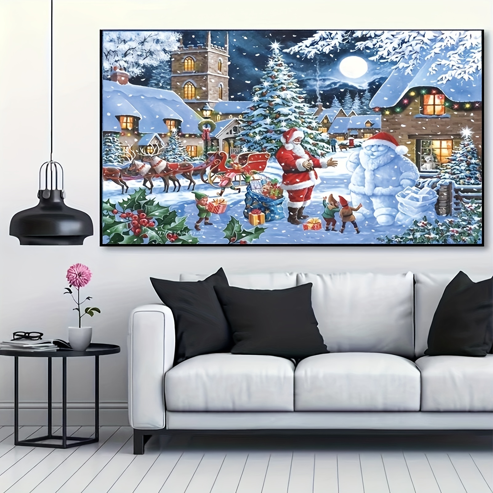 5d Christmas Diamond Painting Kits For Adults,dimond Dotz Full Drill  Diamond Gem Art Kits Snowman Craft Paint By Number For Home Wall Decor