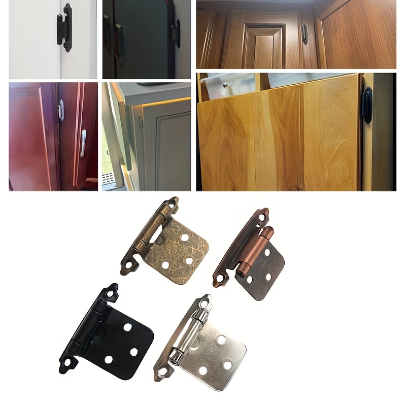  Bisagras de puerta de gabinete de envoltura parcial de 1/2  pulgada, bisagra de gabinete de cierre automático de latón antiguo para  puertas de gabinetes de cocina, paquete de 20 (10 pares) 