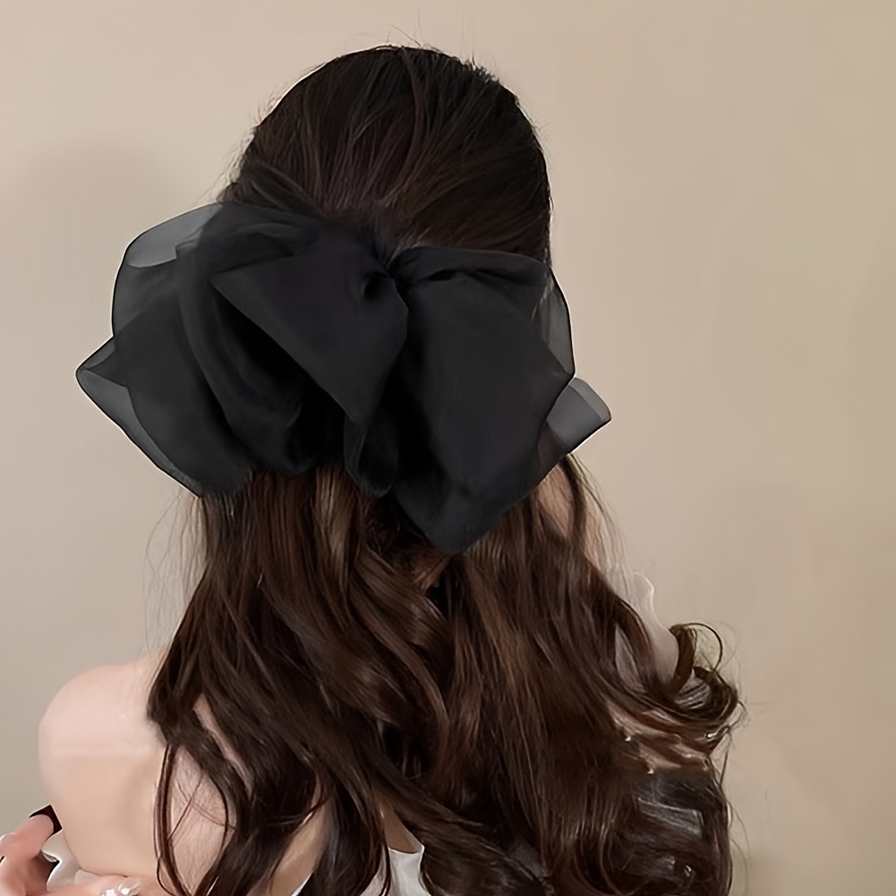 Large Silky Hair Bows Women Girls Ribbon Long Hair Barrettes - Temu Canada