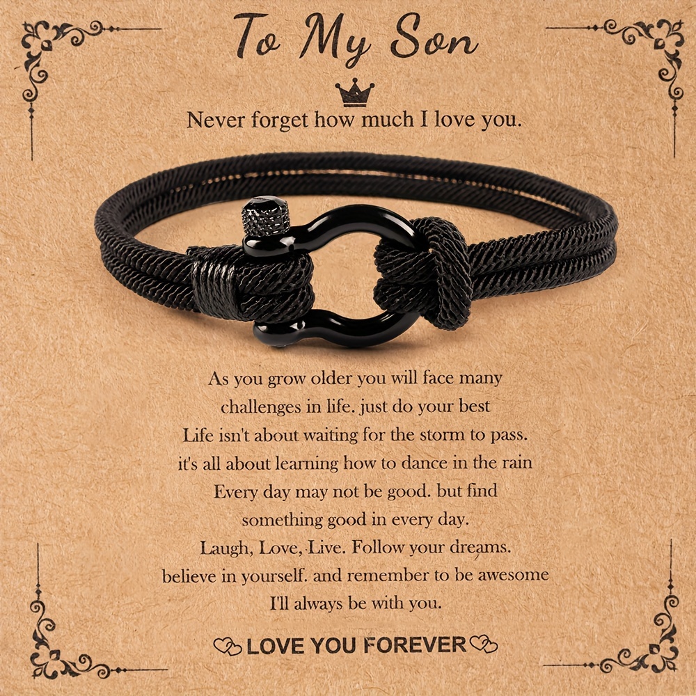 

1pc To My Son Bracelet From Mom With Inspirational Love Quotes, Birthday Gifts, Graduation Gift From Mom And Dad, Thanksgiving Christmas Gift To Son