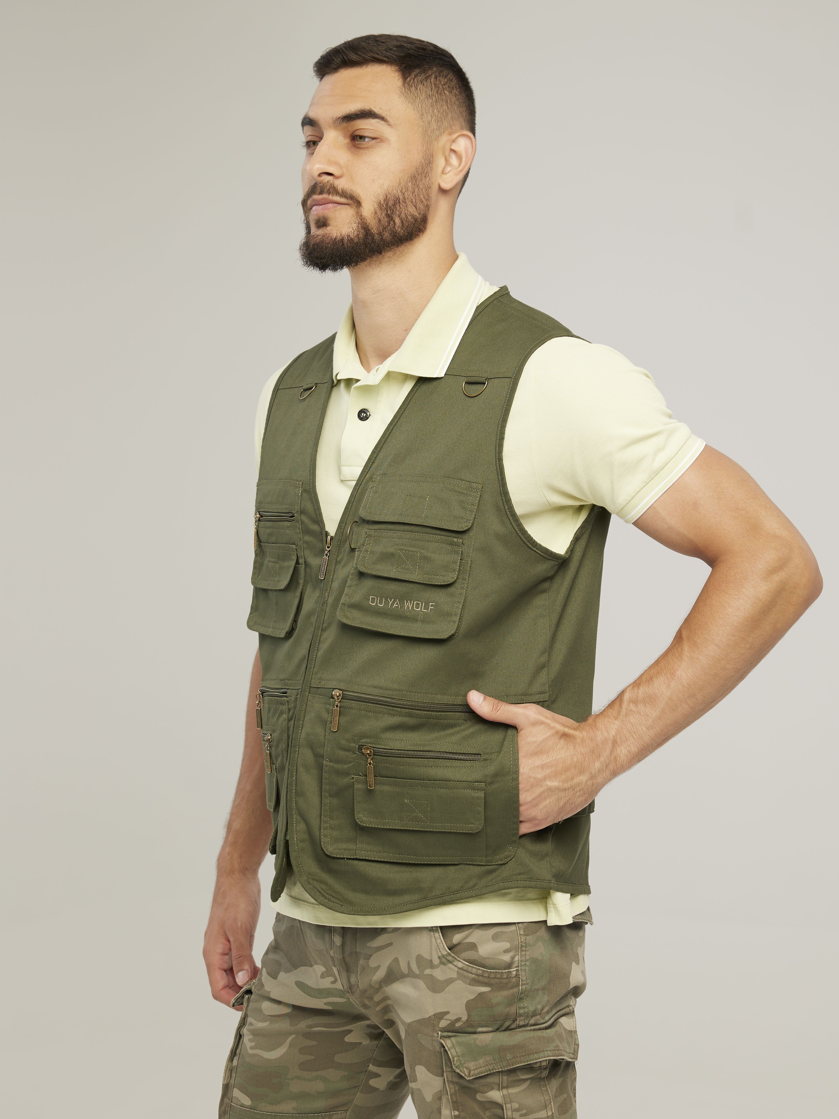 Zipper Pockets Cargo Vest Men's Casual Outwear Zip Vest - Temu Japan