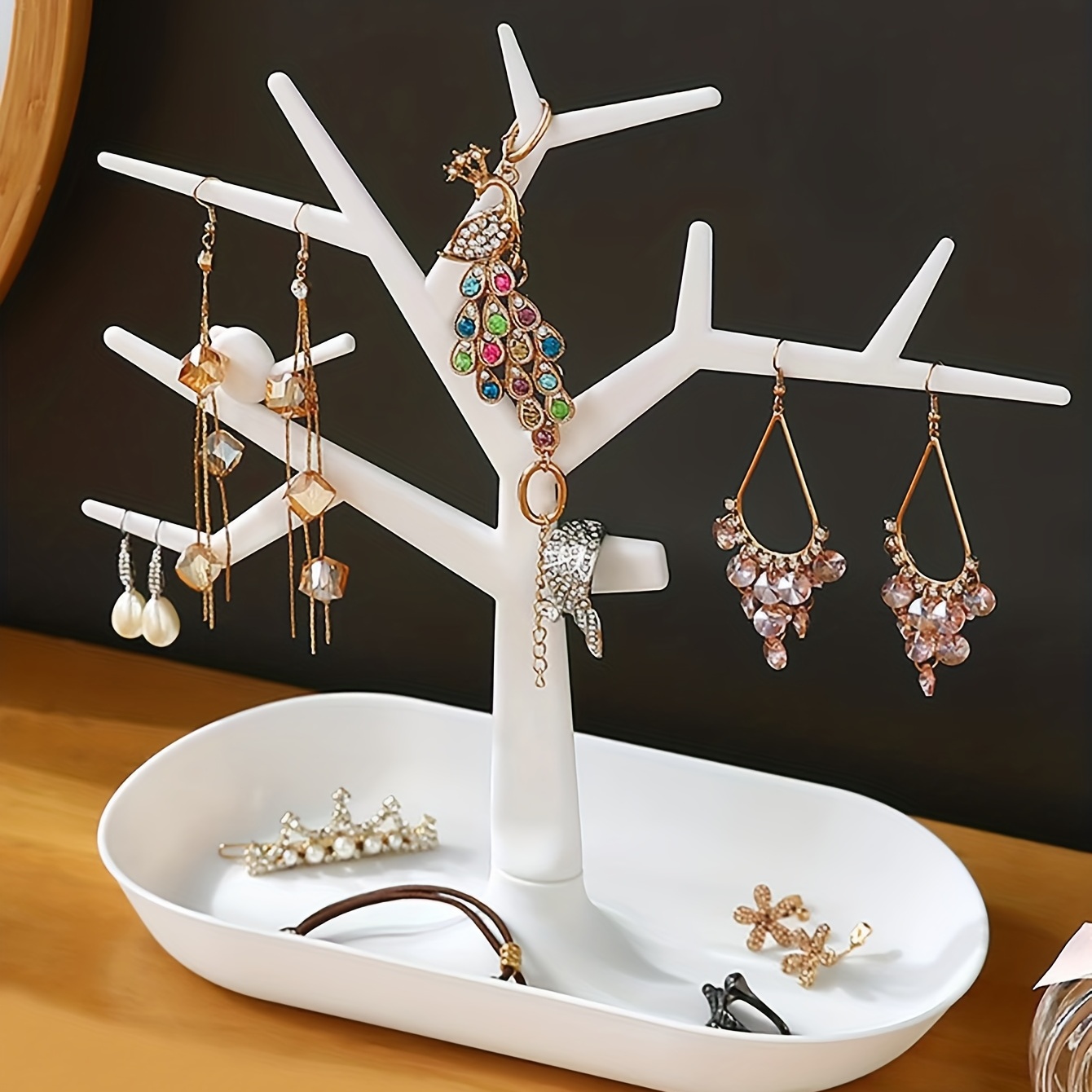 1pc Multifunctional Detachable Bird Tree Shaped Jewelry Storage Rack,  Jewelry Display Stand, Jewelry Holder, Earrings Bracelet Rings Necklace  Jewelry