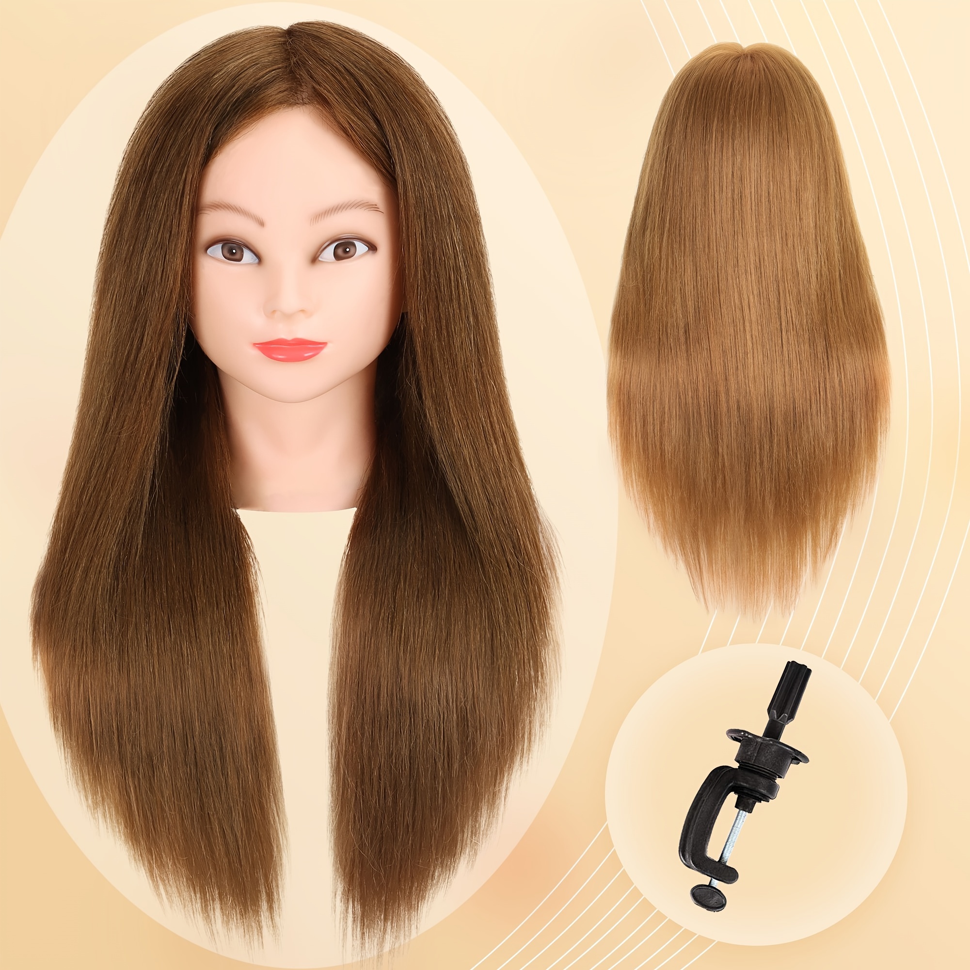 Mannequin Head with Human Hair for Braiding 100% Real Hair Mannequin Head  Cosmetology with Hair Doll head for Hair Styling Free Table Mannequin
