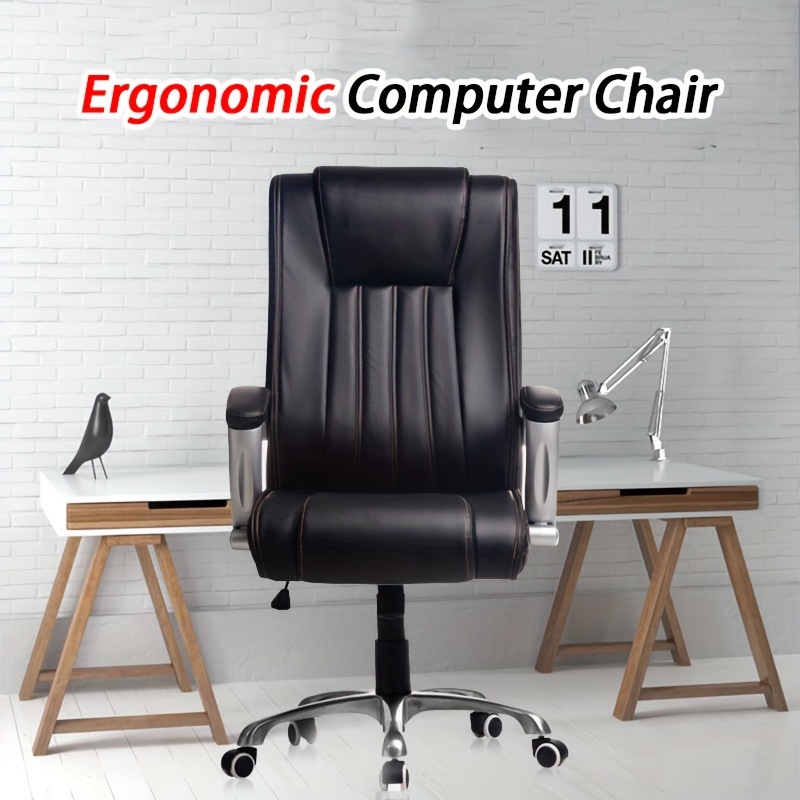  Silla de juegos, silla de oficina ergonómica, silla de  computadora de respaldo alto, silla de escritorio de cuero giratoria  ajustable, silla de trabajo de malla con reposacabezas y soporte lumbar 