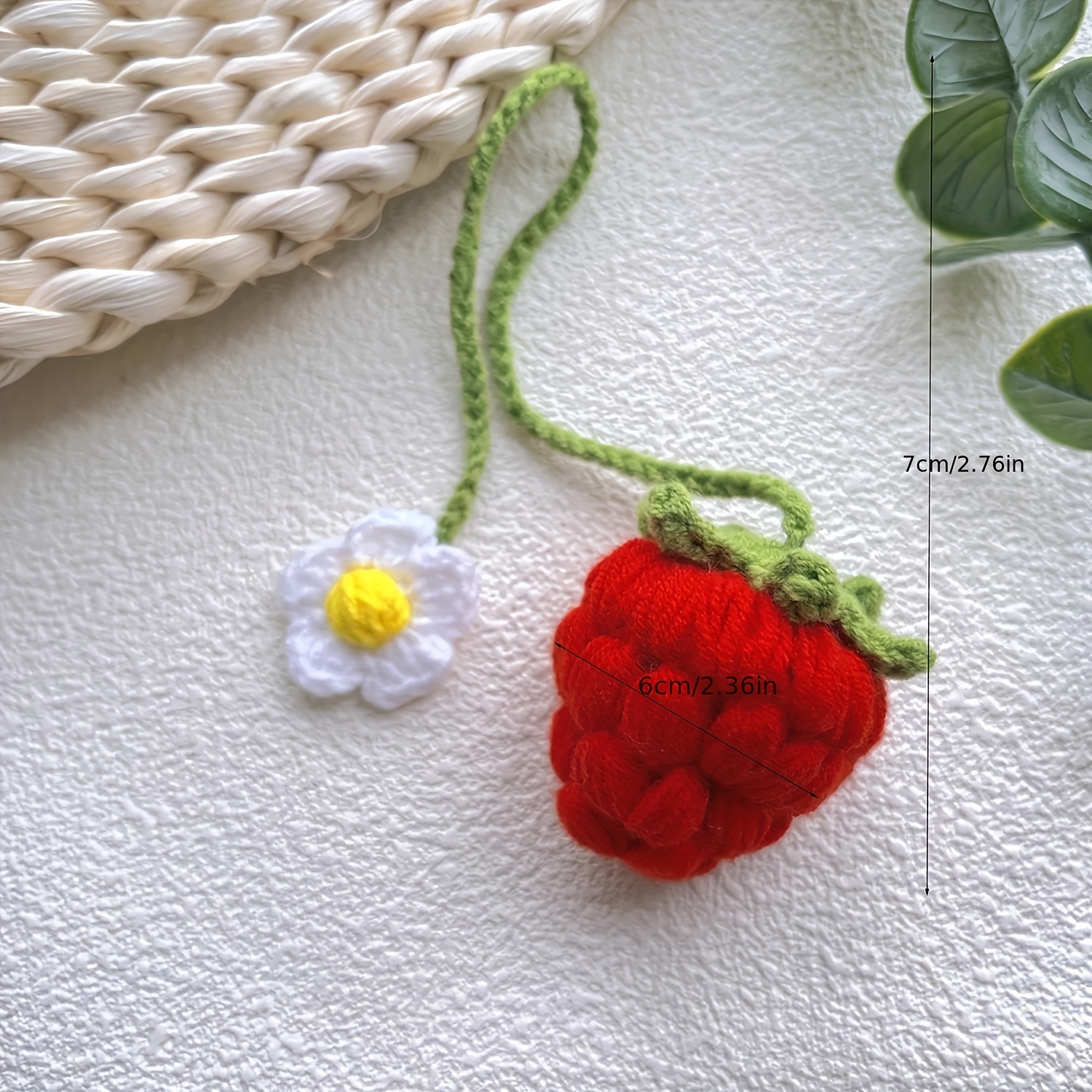 BOOFIRE Handmade Hand Knitted Strawberry Keychain