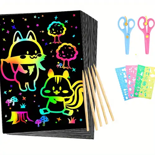 Rainbow Scratch Paper Kit: Perfect Diy For Creative Kids - Educational  Activities, Arts And Crafts Supplies, Party Favors, And Birthday Gifts 50  Scratch Sheets + 5 Stick Pens - Temu