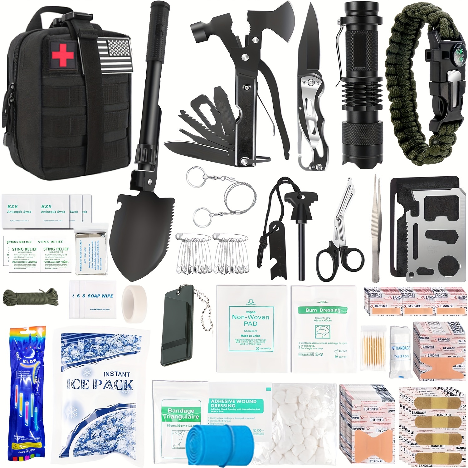 1 Survival Kit Outdoor Emergency Gear Kit For Hiking Fishing - Temu