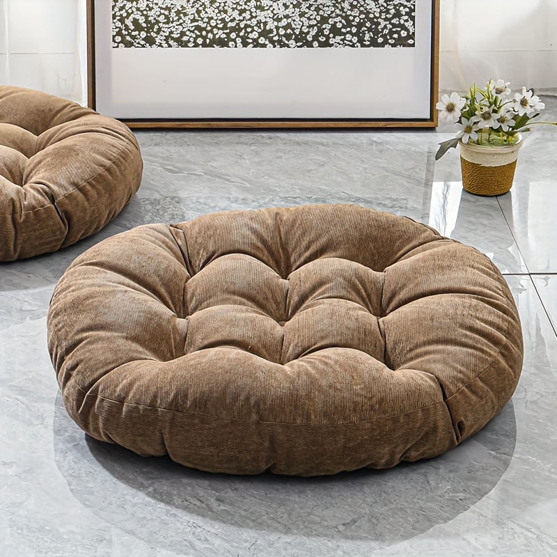Floor Pillow, Square Tufted Seat Cushion Thicken Corduroy Meditation Pillow  Tatami Floor Cushion For Yoga Living Room Balcony Outdoor Office, Brown, 2