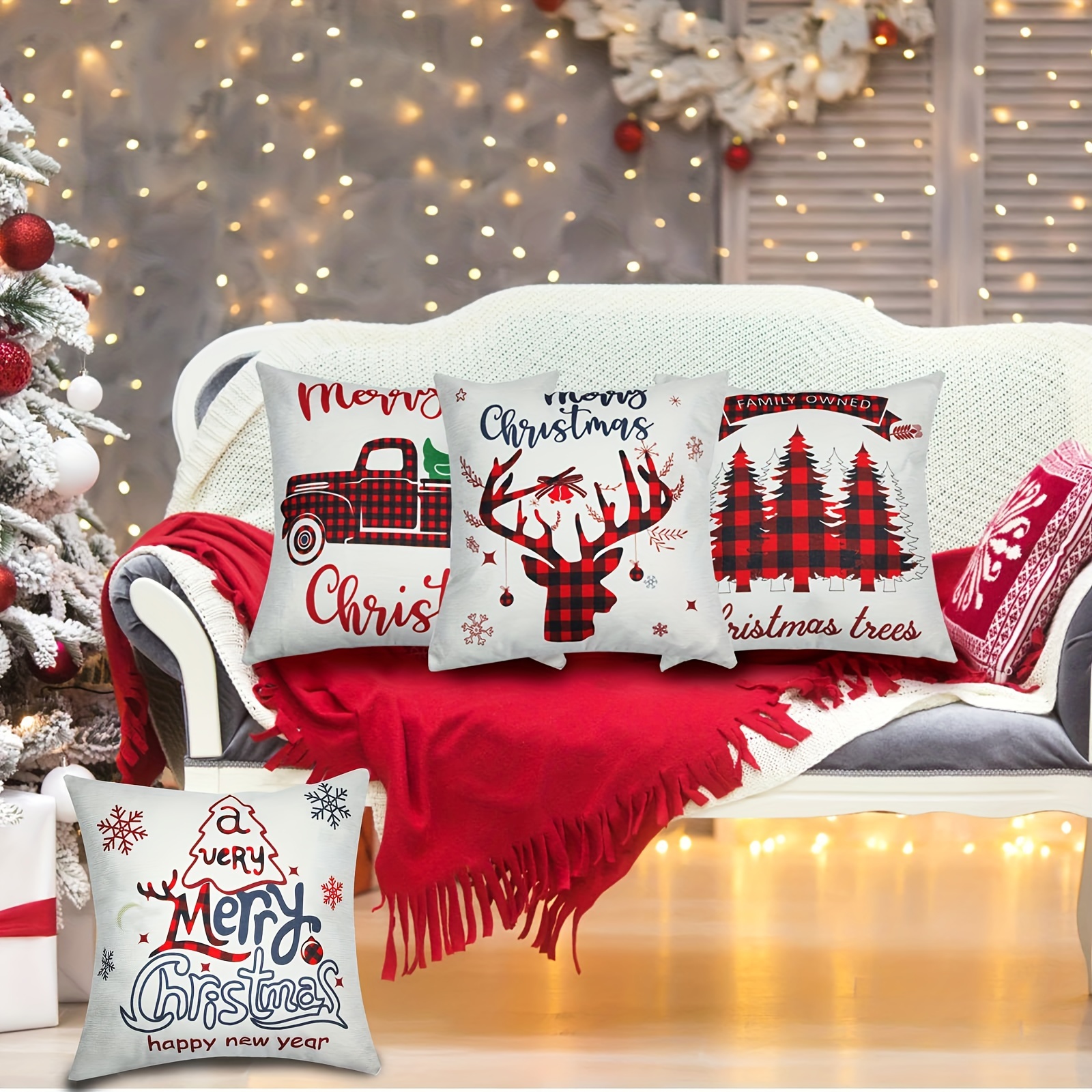 Throw Pillow Case Christmas Holiday Decoration Letter Cushion Cover Living  Room Sofa Bedroom Pillowcase Pillow Insert Not Included - Temu