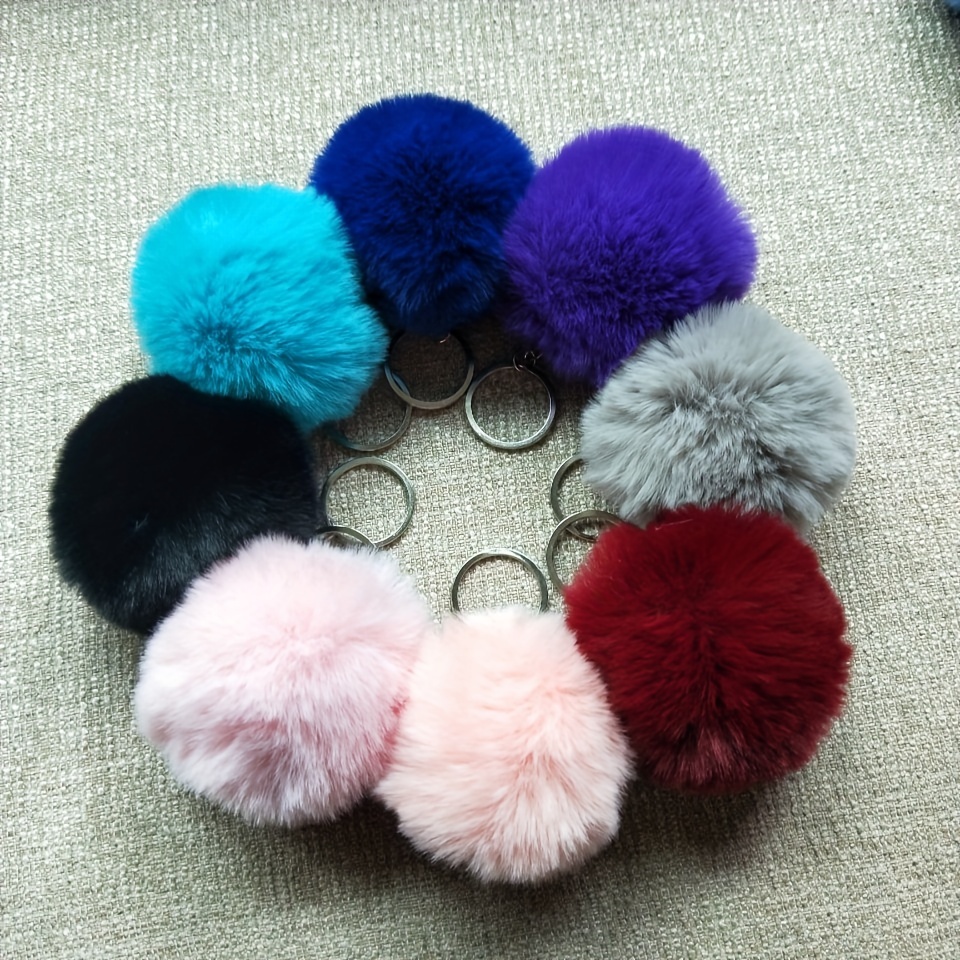 Cute Plush Fur Ball Pendant Keychain For Men Bag Car Key - Temu