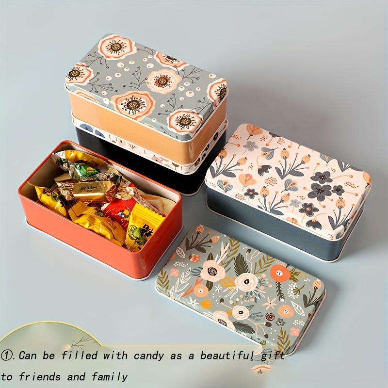 5 Packs Christmas Gift Box Candy Tin Box Xmas Card Tin Box Metal Cookie Tin  Box with Lid Assorted Card Holder Containers for Xmas Party Decor 