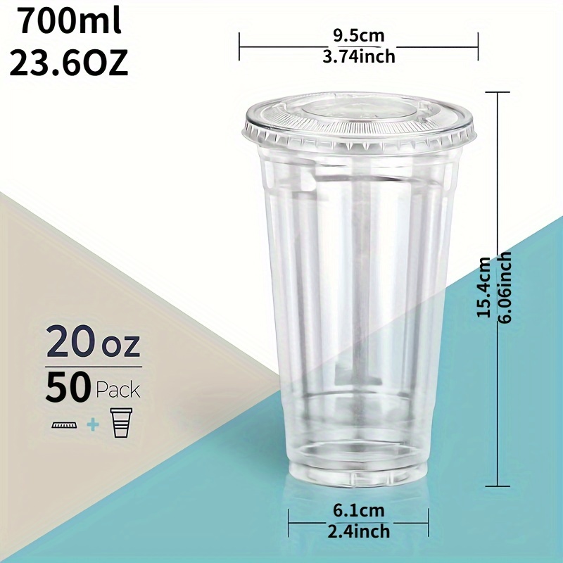100 Pack] 16 oz Clear Plastic Cups with Flat Lids and Clear Straws,  Disposable Iced Coffee
