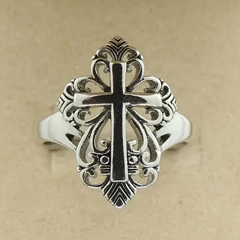 925 deals silver fashion vintage cross ring