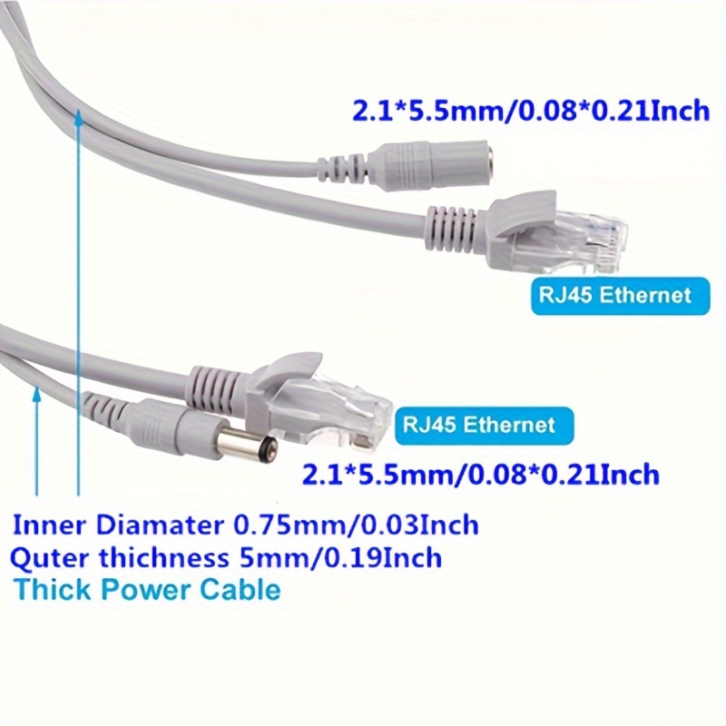 Ethernet Cable, 1 X Rj-45 - Male Cat 5 Cable, Security for 10Mbps/100Mbps  Network IP Cameras(10M)