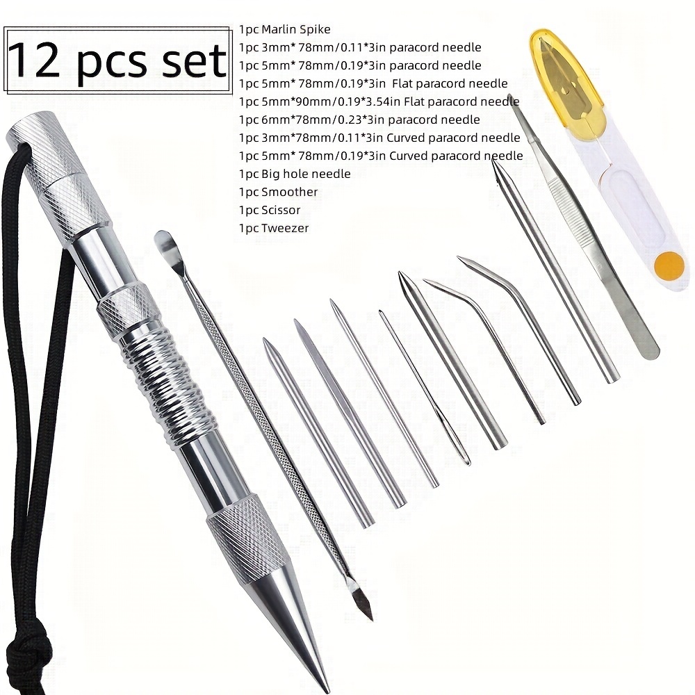 Paracord FID Lacing Needles and Smoothing Tool Set - Essential Kit for DIY  Craft Projects - Black