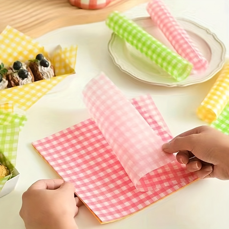 100pcs Deli Paper Sheets 12x12, Premium Food Basket Liners, Grease  Resistant Wax Paper Sheets for Food, Classic Checkered Sandwich Wrapping  Paper for