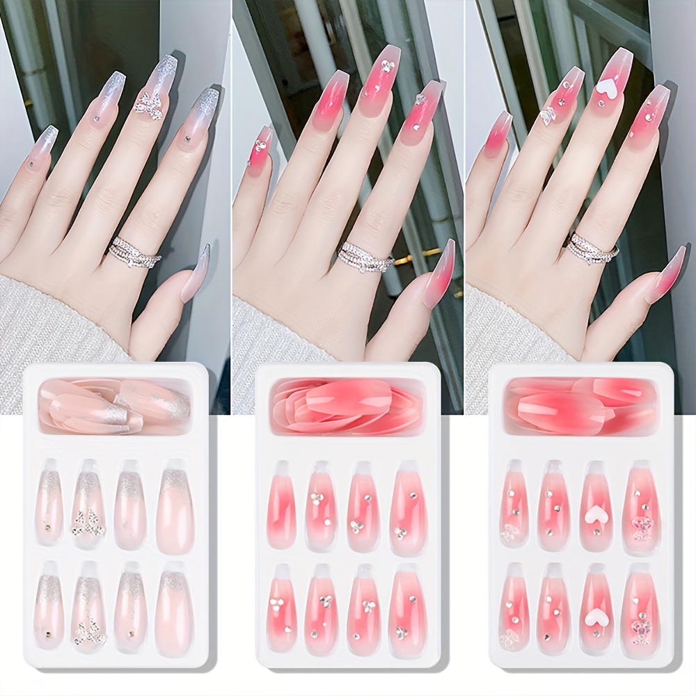 Long Coffin Cute Acrylic Nails - Temu