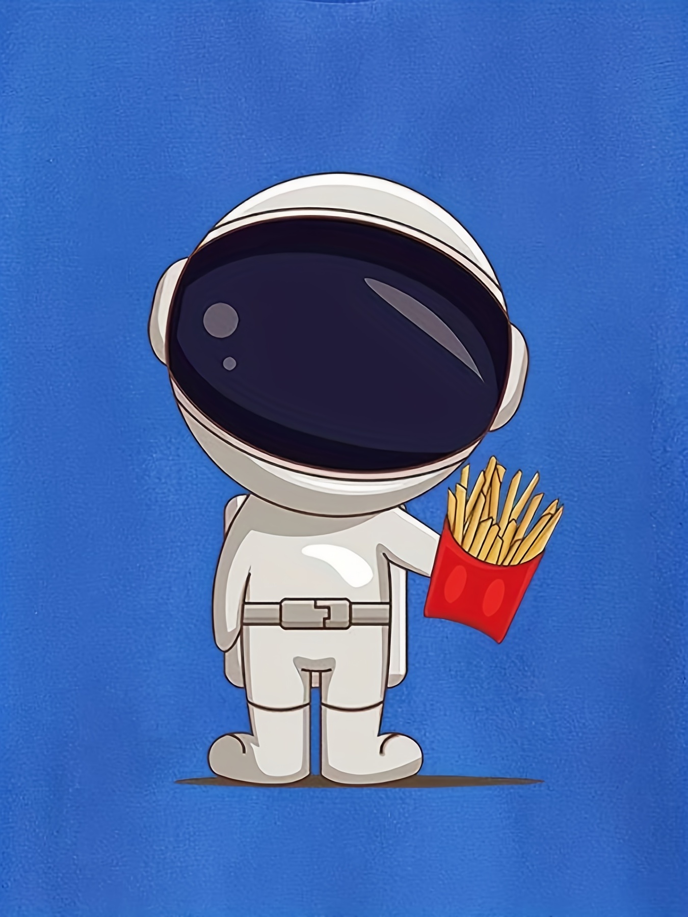 Cartoon Spaceman And Fries Print Boys Creative T-shirt, Casual