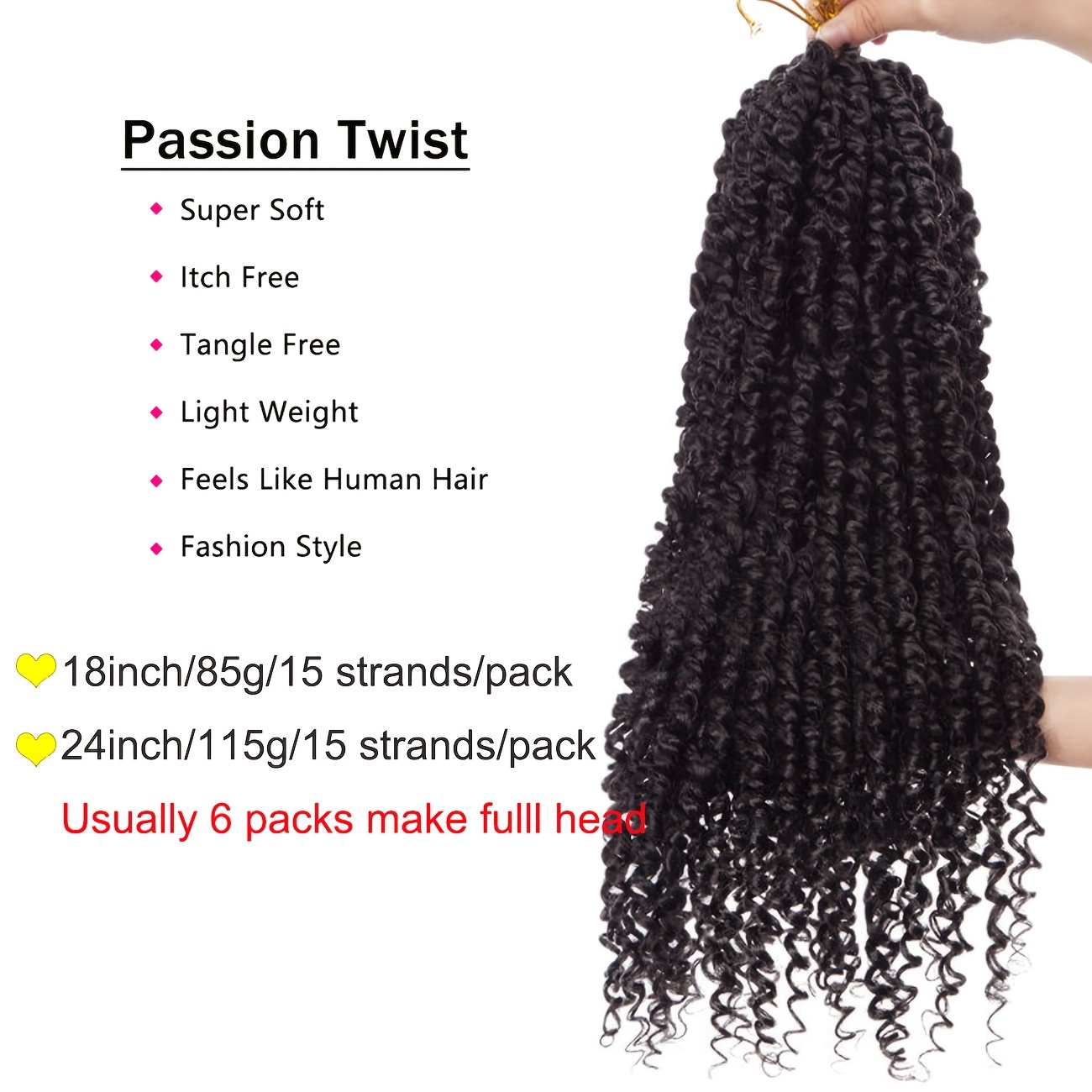 SEGO 18 inch Passion Twist Braiding Hair Water Wave Crochet Hair Passion  Twist Crochet Hair Braids Synthetic Crochet Hair Extensions