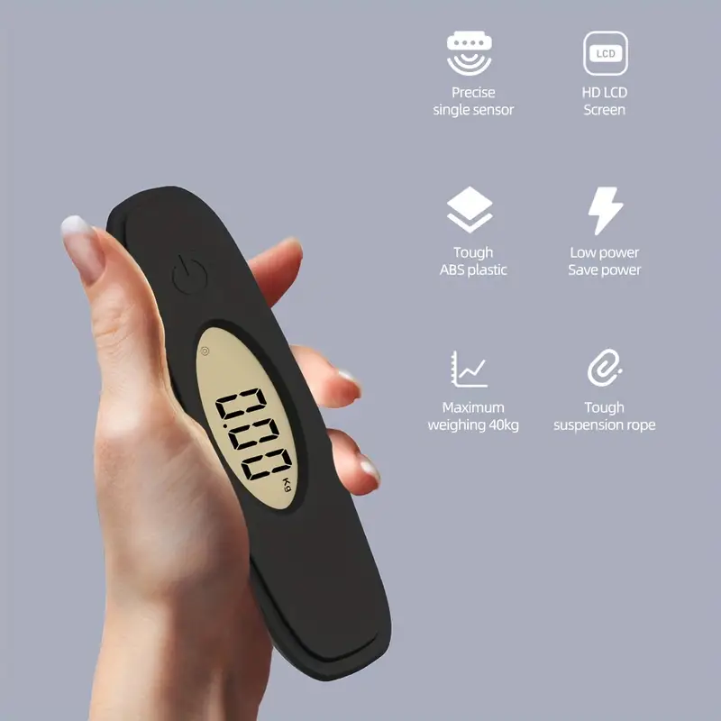 1pc 40kg/100g Lcd Digital Electronic Luggage Scale Portable Handheld Suitcase  Scale Fishing Hook Hanging Scale For Travel