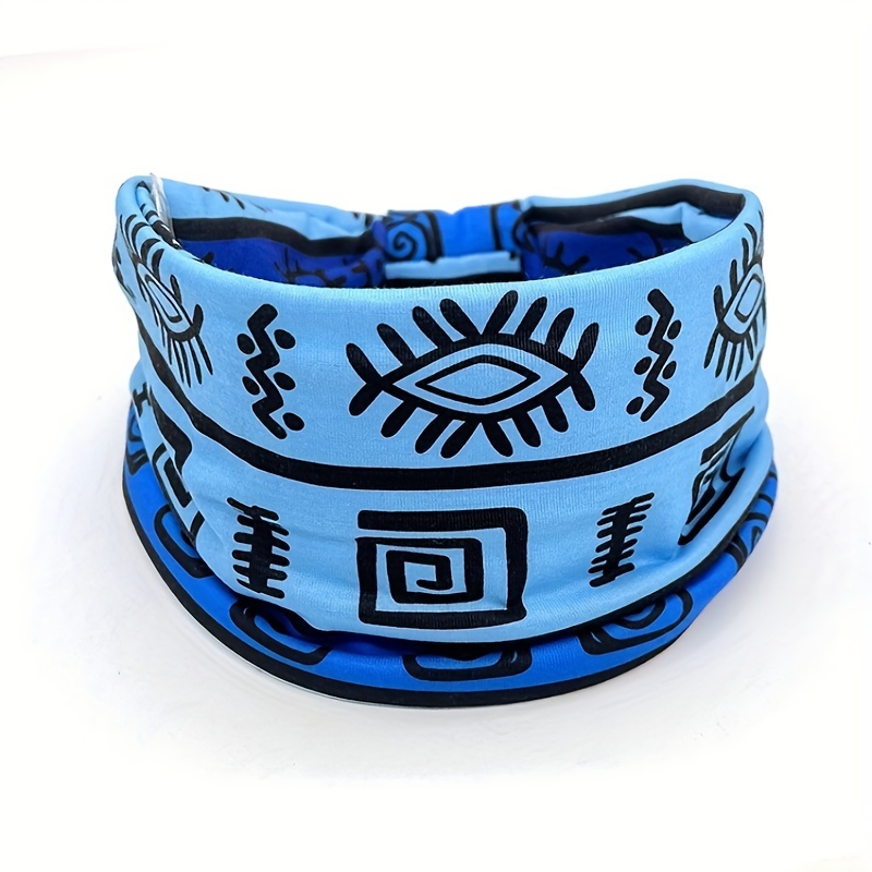 Geometric Print Boho Headband Elastic Hair Band Yoga Sport Head Wrap