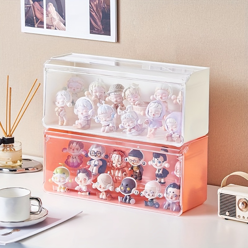 Boîte de présentation en acrylique transparent avec lampe, vitrine  anti-poussière pour figurines d'anime, boîte