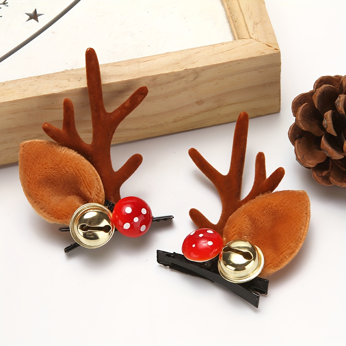 2pcs Christmas Hair Clip Cute Reindeer Antlers Hair Clips, Bobby Pins, Hairpins Christmas Hair Accessories for Girls Women,Bows,Temu