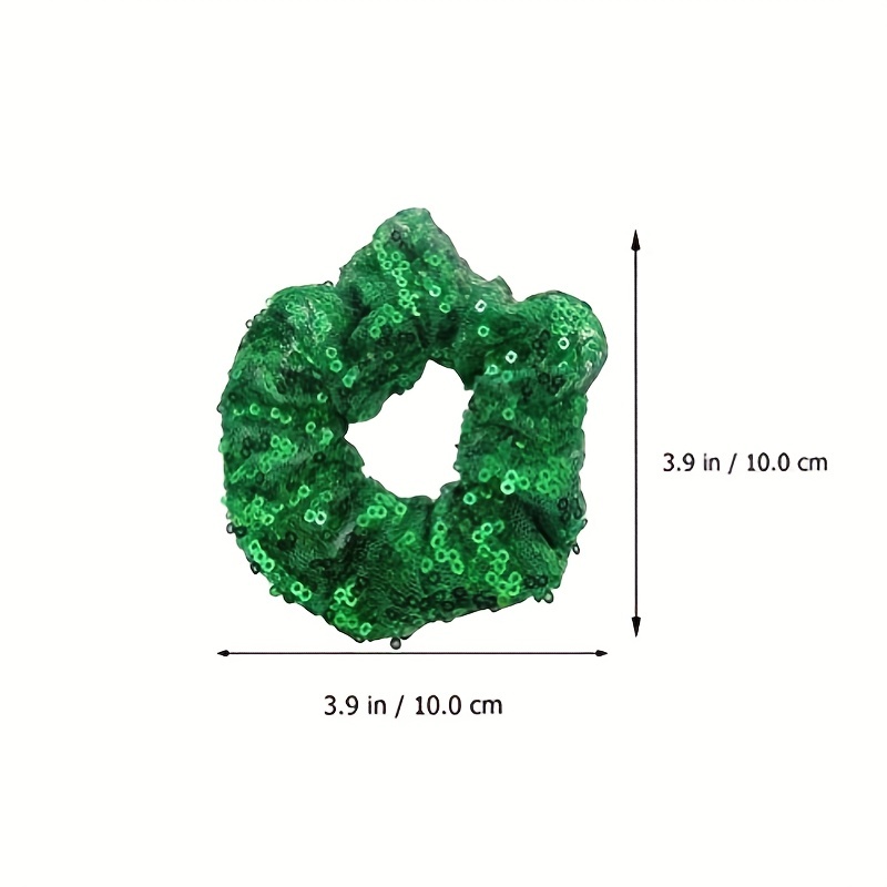 Large Green Sequin Scrunchie Hair Tie Ponytail Holder
