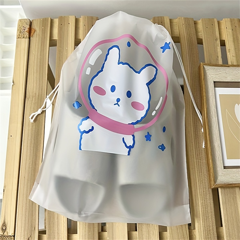 Travel Plastic Drawstring Bag, Transparent Cartoon Print Waterproof Storage  Bag, Clothes Bag - Temu