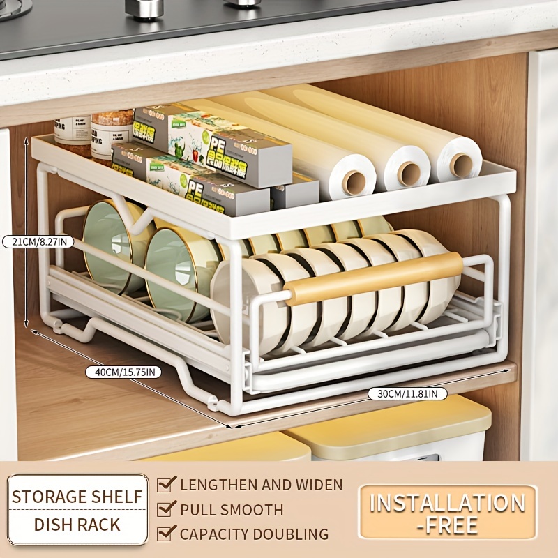 Kitchen Dish Storage Rack Cabinet Built in Homemade Drawer - Temu